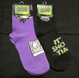 Kids Beetlejuice Halloween‎ Socks Black Purple NWT Size 10-4